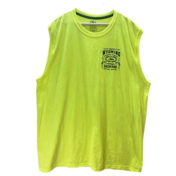 Athletic Works Sheridan Wyoming T-shirt Limited Edition M50-52 Yellow Sleeveless - Picture 1 of 7